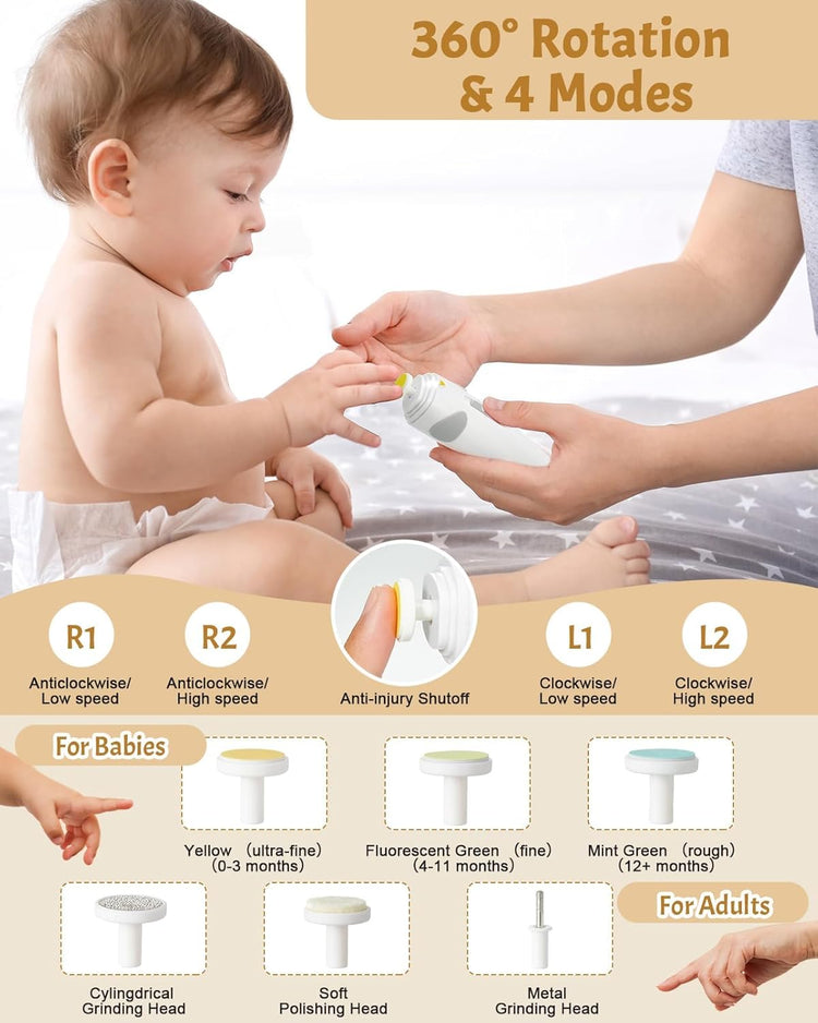 Baby Healthcare and Grooming Kit, 26 in 1 Rechargeable Nail Trimmer Electric Set,Safe File with Auto Light, Newborn Nursery Health Care Portable Safety Set for Infant Toddlers Boys Girls, Grey
