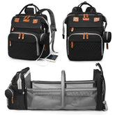 Baby Diaper Bags with Changing Station, Waterproof Diaper Bag Backpack for Moms Dads with USB Charging Port, Baby Shower Gifts, Large Capacity Diaper Backpack, Black