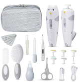 Baby Healthcare and Grooming Kit, 26 in 1 Rechargeable Nail Trimmer Electric Set,Safe File with Auto Light, Newborn Nursery Health Care Portable Safety Set for Infant Toddlers Boys Girls, Grey