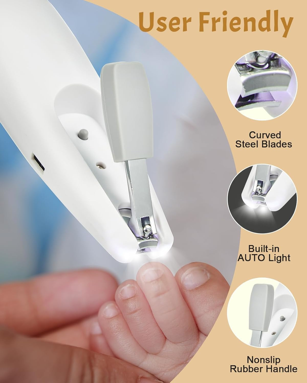Baby Healthcare and Grooming Kit, 26 in 1 Rechargeable Nail Trimmer Electric Set,Safe File with Auto Light, Newborn Nursery Health Care Portable Safety Set for Infant Toddlers Boys Girls, Grey