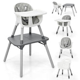 5-In-1 High Chair, Convertible Highchair for Babies and Toddlers/Kids Chair Table Set/Infant Feeding Chair W/Safety Harness, PU Leather Cushion & Removable Food Tray (Coffee)