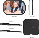 Baby Car Mirror, Safety Car Seat Mirror for Rear Facing Infant, Clear Wide View, 360°Rotation, Easily Observe the Baby Move, Secure, Shatterproof, Crash Tested and Certified (Black)