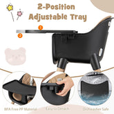 5-In-1 High Chair, Convertible Highchair for Babies and Toddlers/Kids Chair Table Set/Infant Feeding Chair W/Safety Harness, PU Leather Cushion & Removable Food Tray (Coffee)