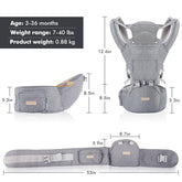 Baby Carrier Newborn to Toddler: 9-In-1 Convertible Carrier Ergonomic Infant Carriers All Seasons, M Positions, Adjustable Strap Perfect for Travel 3-36 Months Grey - Baby Carrier with Hip Seat