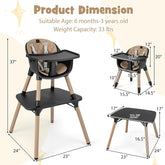 5-In-1 High Chair, Convertible Highchair for Babies and Toddlers/Kids Chair Table Set/Infant Feeding Chair W/Safety Harness, PU Leather Cushion & Removable Food Tray (Coffee)