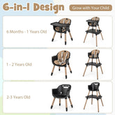 5-In-1 High Chair, Convertible Highchair for Babies and Toddlers/Kids Chair Table Set/Infant Feeding Chair W/Safety Harness, PU Leather Cushion & Removable Food Tray (Coffee)