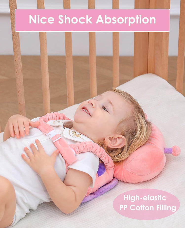 Baby Walker 3-Sided Head Protector Backpack Wear, Toddler Head Protection Safety Pad, Pink Butterfly