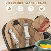 5-In-1 High Chair, Convertible Highchair for Babies and Toddlers/Kids Chair Table Set/Infant Feeding Chair W/Safety Harness, PU Leather Cushion & Removable Food Tray (Coffee)