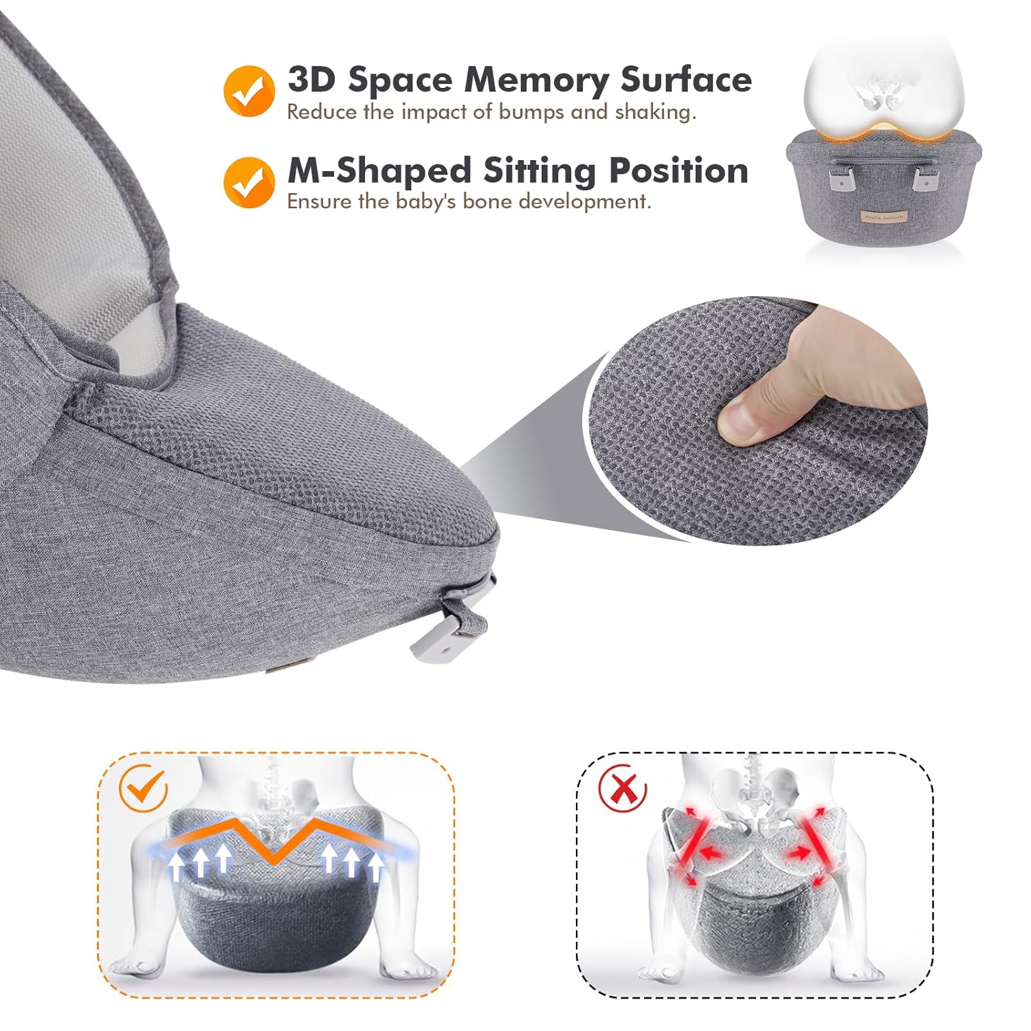 Baby Carrier Newborn to Toddler: 9-In-1 Convertible Carrier Ergonomic Infant Carriers All Seasons, M Positions, Adjustable Strap Perfect for Travel 3-36 Months Grey - Baby Carrier with Hip Seat