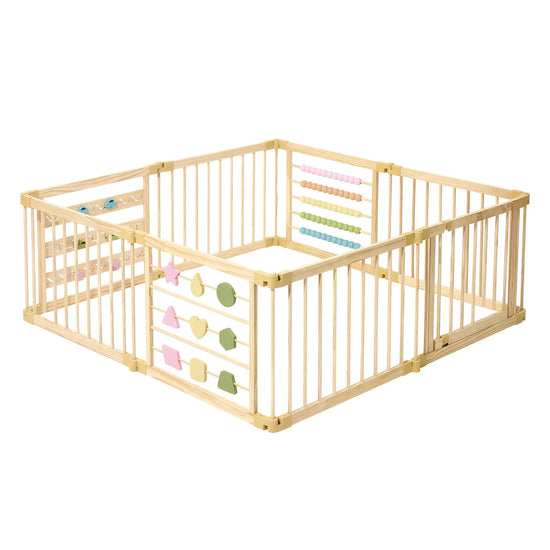 Extra Large Wooden Playpen: Foldable Pine Wood Baby Play Fence