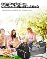 Baby Diaper Bags with Changing Station, Waterproof Diaper Bag Backpack for Moms Dads with USB Charging Port, Baby Shower Gifts, Large Capacity Diaper Backpack, Black
